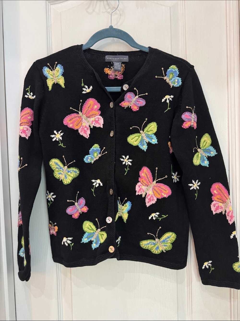 Northern isles Black Butterfly Embroidered Cardigan Sweater